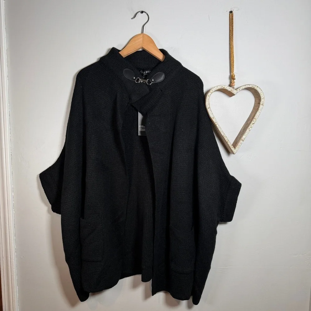 London Fog Oversized Draped Cardigan Poncho Equestrian Academia Quiet Luxury